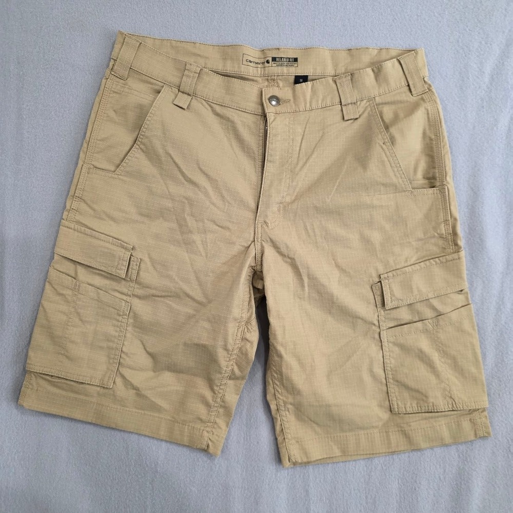 Carhartt Force Relaxed Fit Ripstop Cargo Work Shorts Tan Khaki Mens 36 BS5297-M